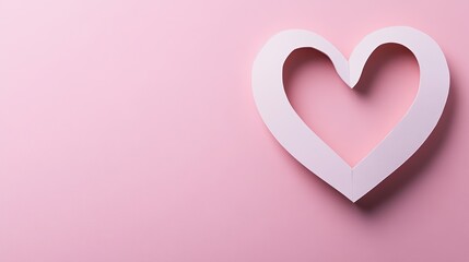 A paper heart cutout placed on a pastel pink background, creating a minimalist and creative design