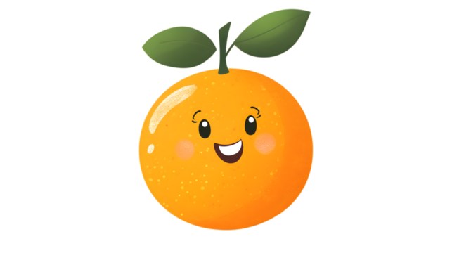 Happy orange fruit with a cute expression, vector illustration