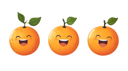 Happy orange fruit with a cute expression, vector illustration