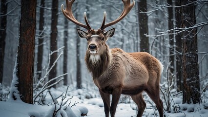 a deer that is active in the snow season