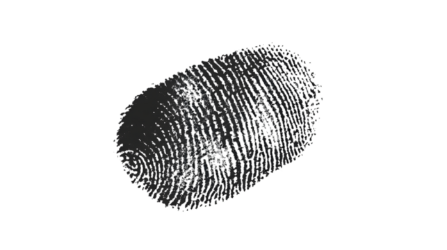 Human ink fingerprint isolated on transparent or white