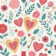 Vibrant Valentine’s Day Seamless Pattern for Fabric and Packaging