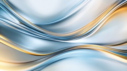 Abstract wavy patterns in blue and gold tones create a smooth, fluid aesthetic.