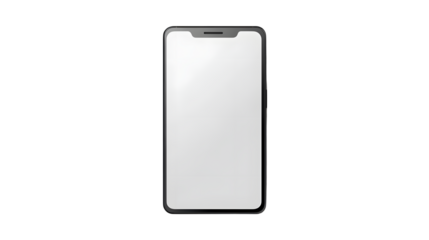 Illustration of a mobile phone with a blank screen, isolated on transparent