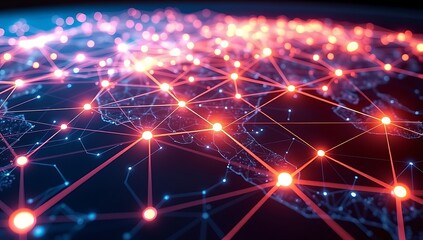 Obraz premium Global Network Connections Illuminating Worldwide Communication