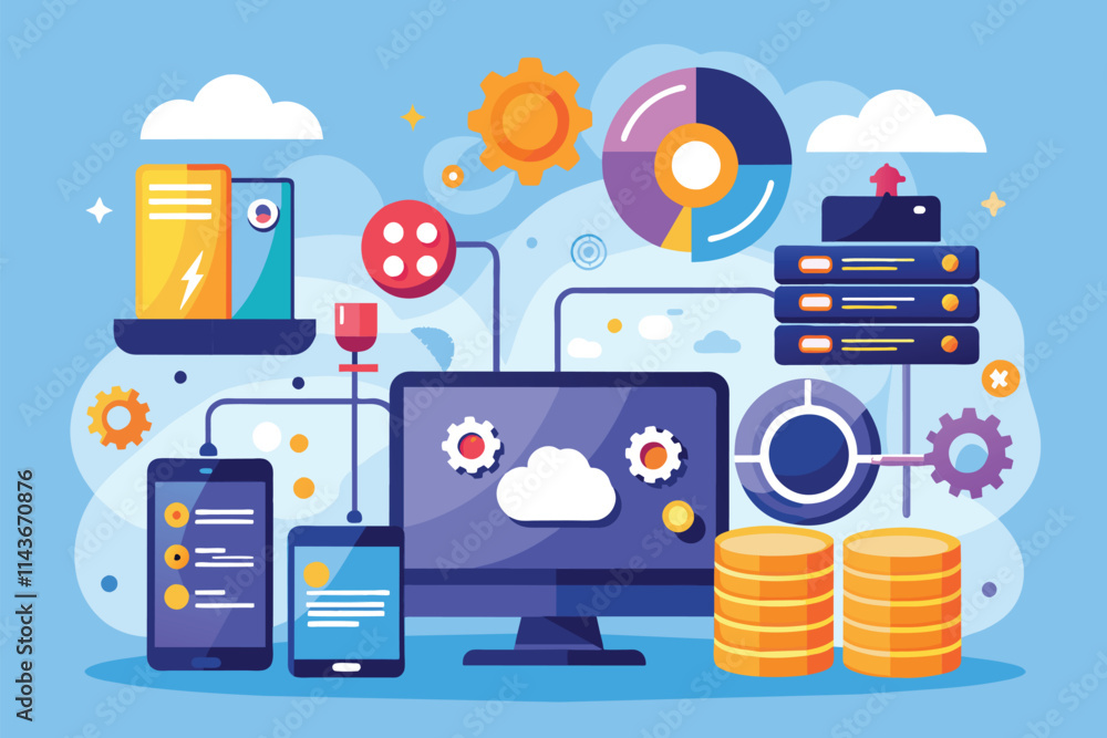 Poster optimizing local data storage solutions for internet devices in a modern tech environment, optimizin