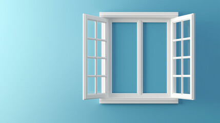window on a blue wall