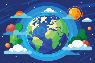 Visual representation highlighting the condition of Earth's ozone layer amidst surrounding celestial bodies Ozone layer depletion illustration
