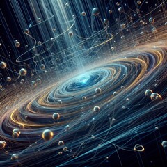 A visualization of string theory which proposes that gravity is