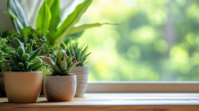wooden table top blurred green background