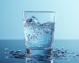 Illustration of water purification showing clear, fresh water in a glass, emphasizing the need for clean drinking water, water safety concept, AIgenerated environmental awareness