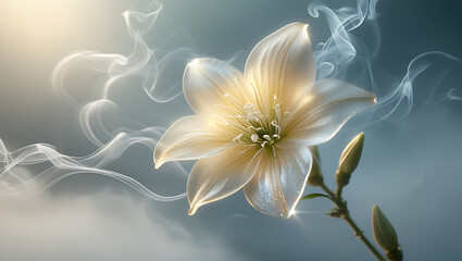 jasmine flower blooming in spectral background, created by generative ai