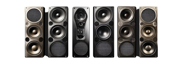 Set of stack audio music speaker on transparency background PNG