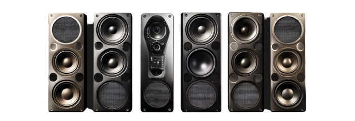 Set of stack audio music speaker on transparency background PNG