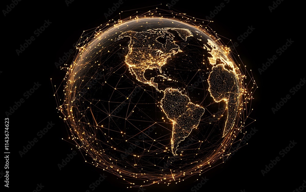 Aufkleber global network concept, vector world globe with connected lines representing worldwide communication
