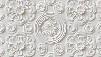 White Rosette Pattern Background.