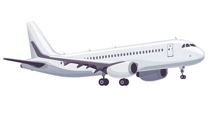 Obraz premium Passenger airplane in a clipart illustration style, isolated on transparent
