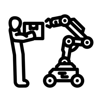 black robot arm handing box clip art preview