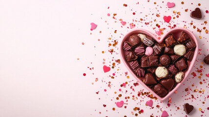 Delicious heart shaped cho te box with colorful sprinkles and hearts