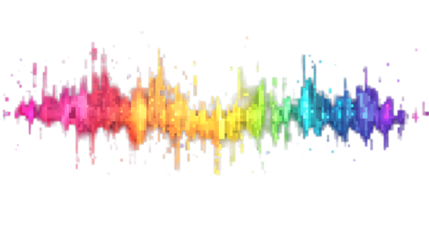 Rainbow-colored digital pixel art with a modern design, isolated on transparent