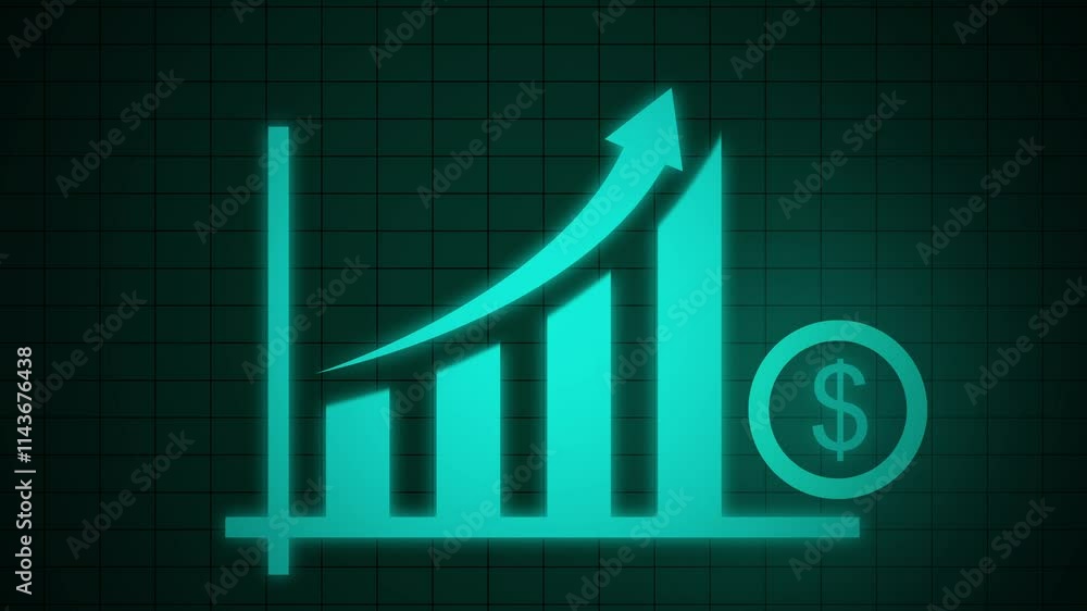 Poster animated of graph chart icon with dollar sign.suitable for business and finance concepts.