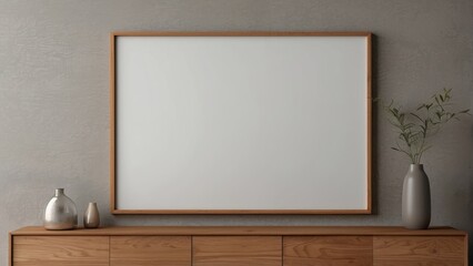 Modern Wooden Frame Blank Canvas Decorates Wall
