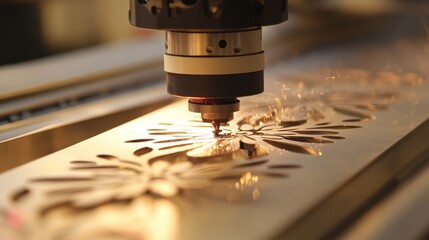 Precision CNC Machine Cutting Intricate Metal Design Close-Up