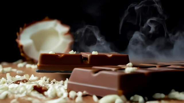 a chocolate with kadayif and pistachio spread. Generative AI