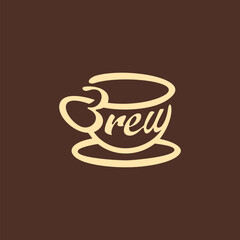 Obraz premium Cup Brew Wordmark logo icon vector