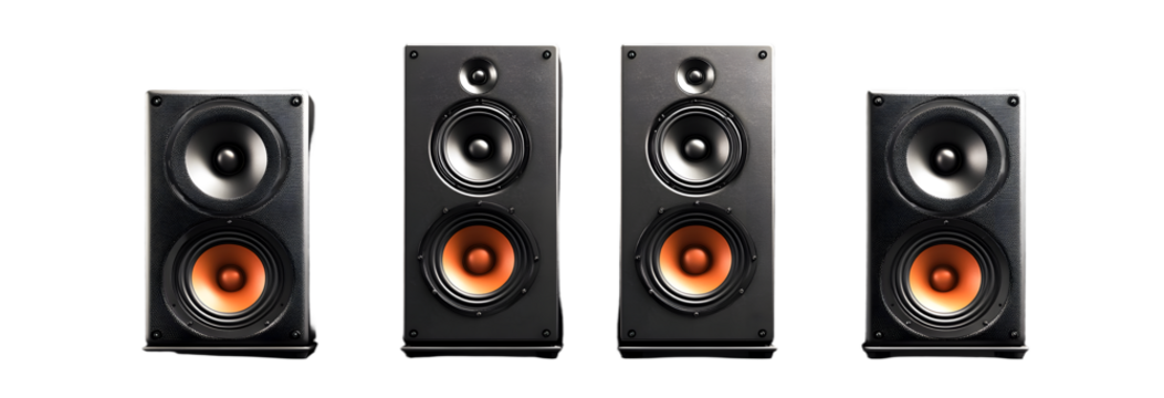 Set of stack audio music speaker on transparency background PNG