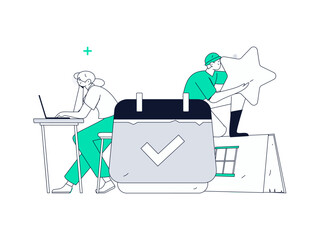 Check-in character flat vector concept operation hand-drawn illustration
