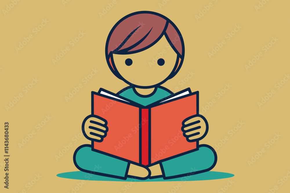 Poster a person is sitting cross-legged, deeply focused on reading a book in a calm setting person reading 