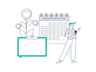 Check-in character flat vector concept operation hand-drawn illustration
