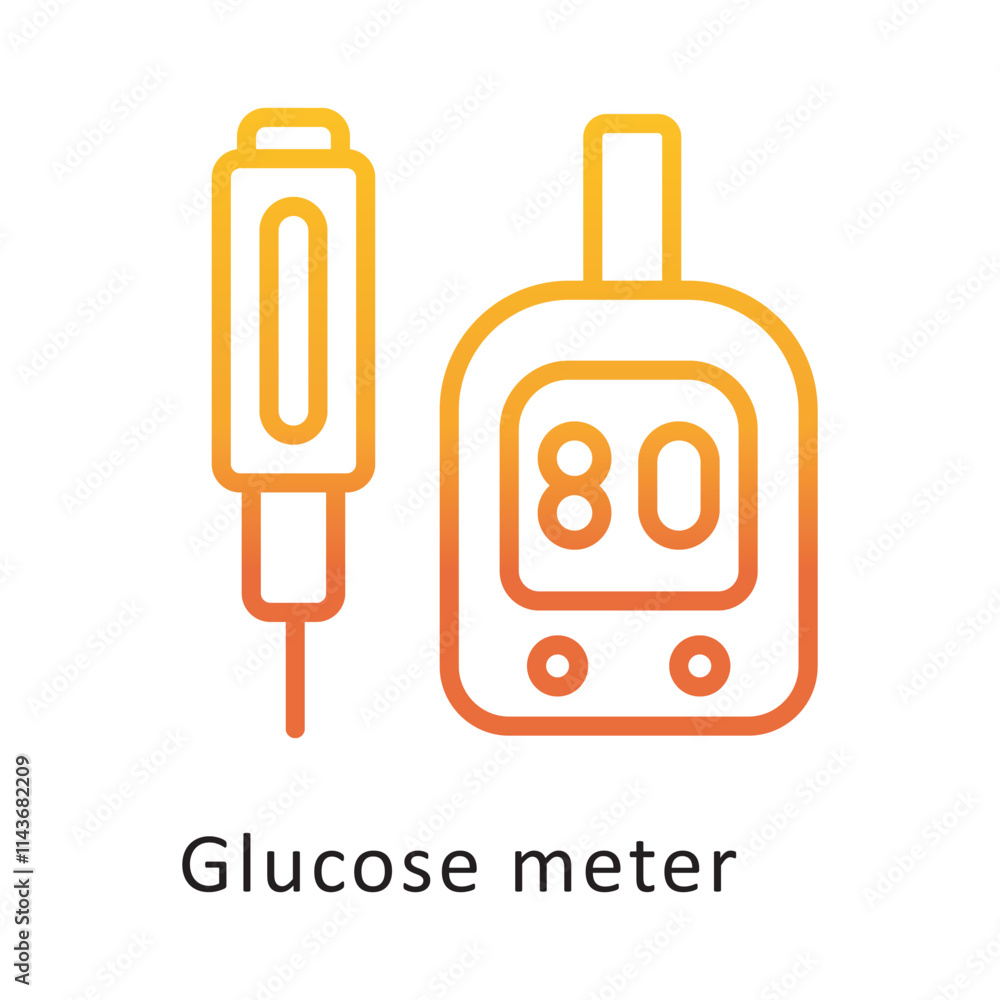 Poster glucose meter vector gradient icon. eps 10 file