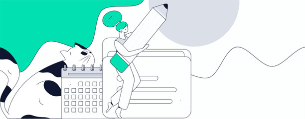 Check-in character flat vector concept operation hand-drawn illustration
