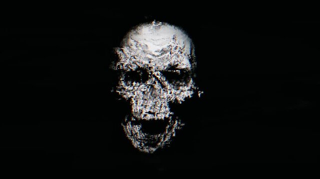Skull animation with black and white abstract transition effect. 4K quality footage
