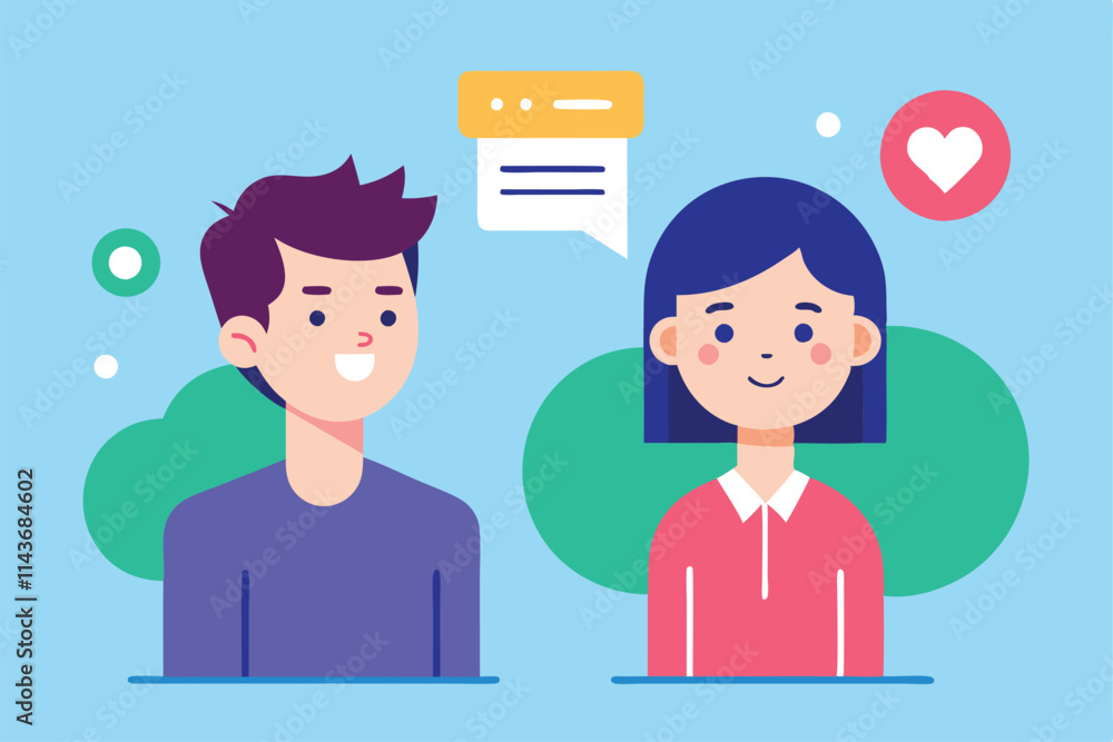Aufkleber two friendly characters engage in a conversation, showcasing a customizable referral program theme r
