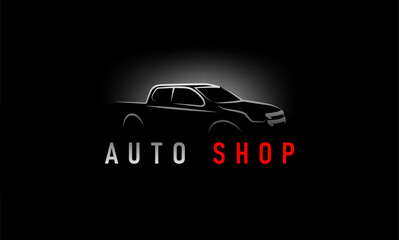 Obraz premium Pick up truck logo vector. automotive logo vector.