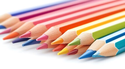 A colorful arrangement of sharpened colored pencils for artistic use.
