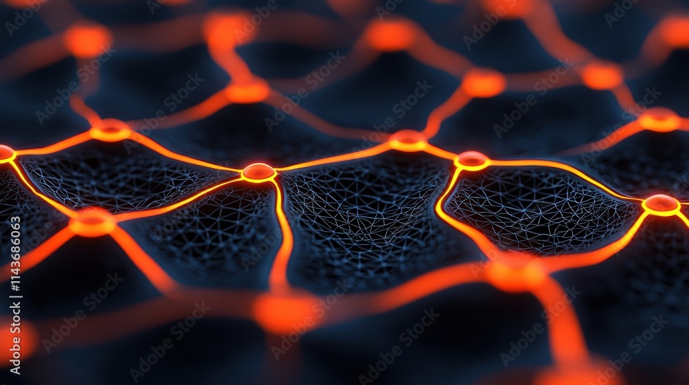 Aufkleber abstract connection lines in dark background with glowing nodes