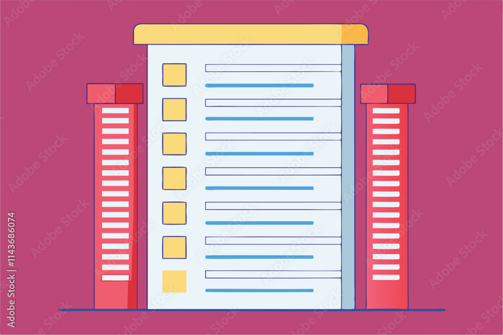 Poster a vibrant digital design showing columns and checkboxes, emphasizing organization and clarity review