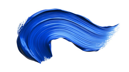 Twisted blue paintbrush stroke with a smooth finish, isolated on transparent
