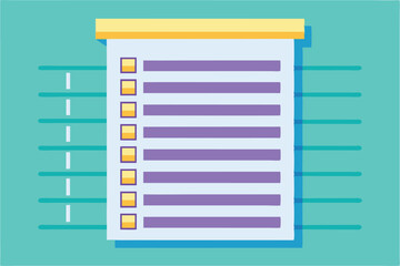 A vibrant checklist with boxes represents organization and task management in modern working environments Review the list of columns, which are displayed in a flat illustration.