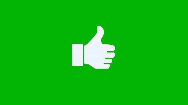 white like button green screen video, animated thumbs up symbol logo