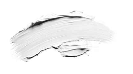 White acrylic paint brush stroke, with rough edges, isolated on transparent