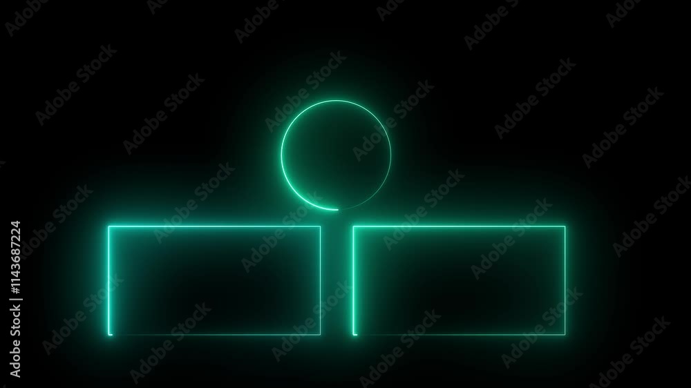 Poster rectangle neon.neon end screen frame isolated on black background. seamless loop , rounded rectangle