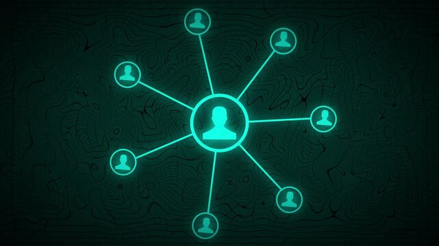 Animation of network of connections with digital icons . digital interface connection and communication concept digitally generated animation..