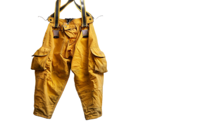 Bunker Pants and Suspenders on transparent background PNG.
