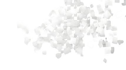 White digital pixel squares in a geometric overlay pattern, isolated on transparent