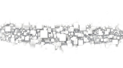Fototapeta premium White digital pixel squares forming a geometric overlay, isolated on transparent